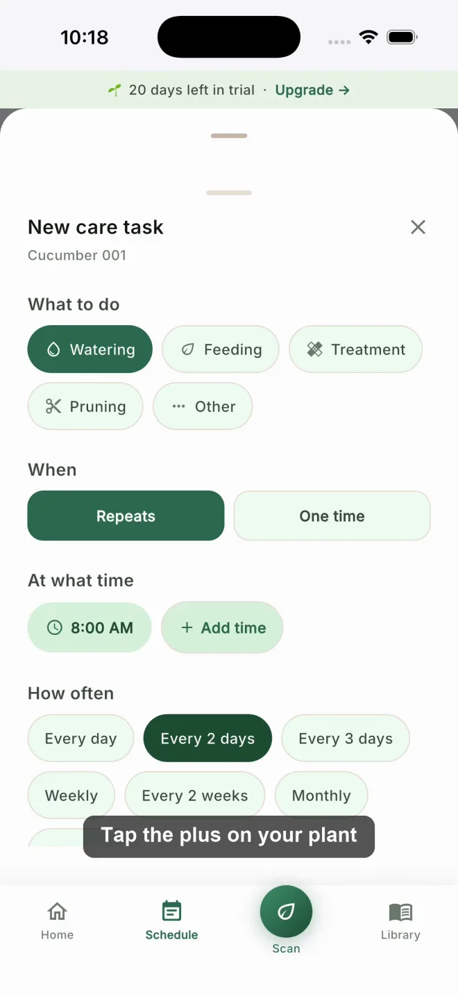 Turn a treatment step into a scheduled care task
