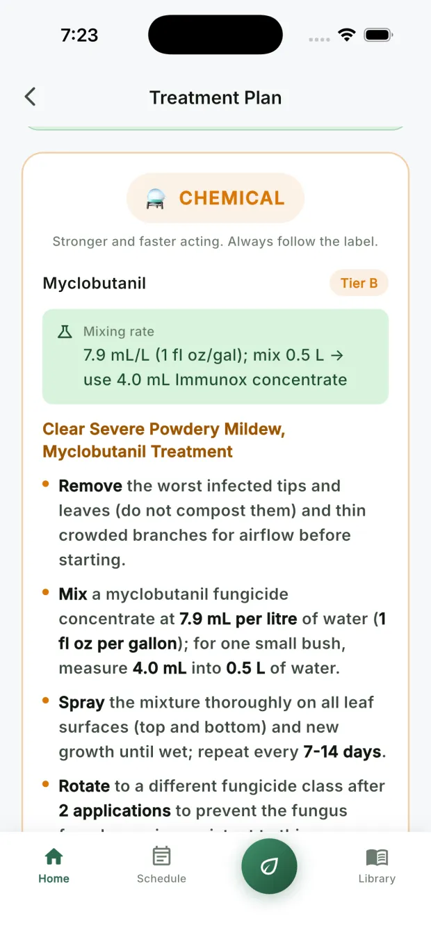 The chemical treatment plan for a severe case: myclobutanil with its mixing rate and steps